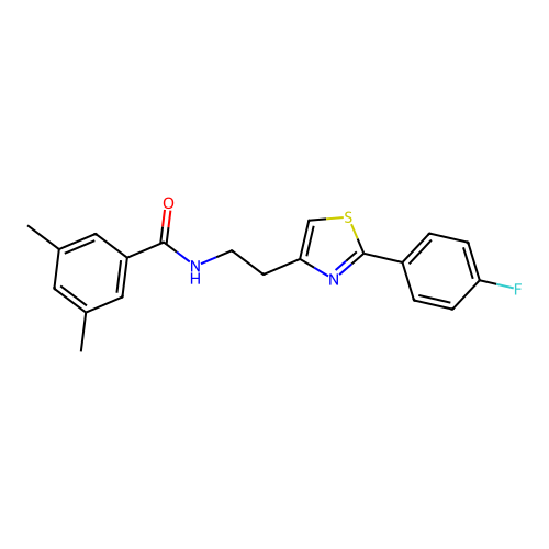 N-{2-[2-(4-fluorophenyl)-1,3-thiazol-4-yl]ethyl}-3,5-dimethylbenzamide structure