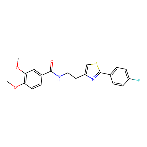 N-{2-[2-(4-fluorophenyl)-1,3-thiazol-4-yl]ethyl}-3,4-dimethoxybenzamide structure