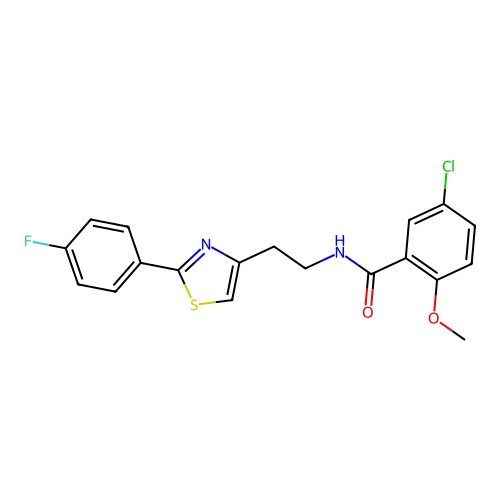 5-chloro-N-{2-[2-(4-fluorophenyl)-1,3-thiazol-4-yl]ethyl}-2-methoxybenzamide structure