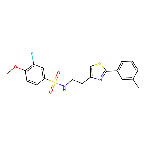 3-fluoro-4-methoxy-N-(2-(2-(m-tolyl)thiazol-4-yl)ethyl)benzenesulfonamide structure