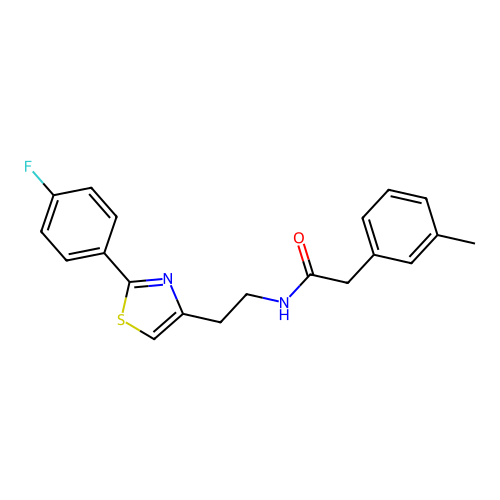 N-{2-[2-(4-fluorophenyl)-1,3-thiazol-4-yl]ethyl}-2-(3-methylphenyl)acetamide structure