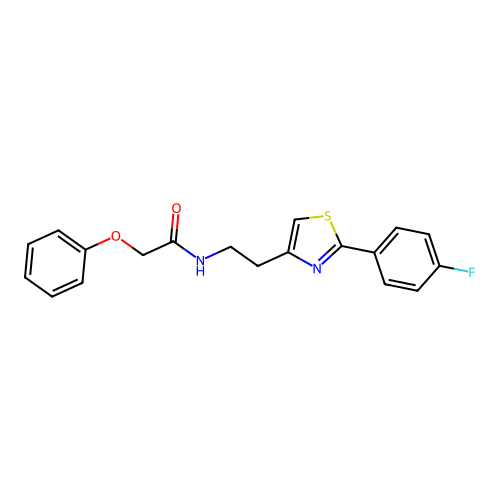 N-[2-[2-(4-fluorophenyl)-1,3-thiazol-4-yl]ethyl]-2-phenoxyacetamide structure