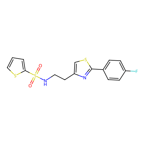 N-{2-[2-(4-fluorophenyl)-1,3-thiazol-4-yl]ethyl}thiophene-2-sulfonamide structure