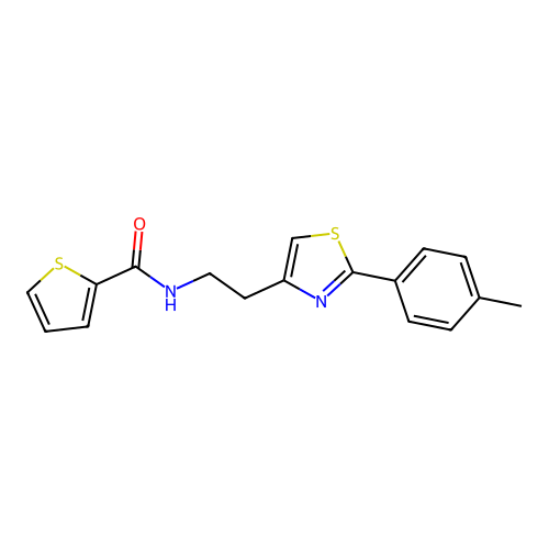 N-{2-[2-(4-methylphenyl)-1,3-thiazol-4-yl]ethyl}thiophene-2-carboxamide structure