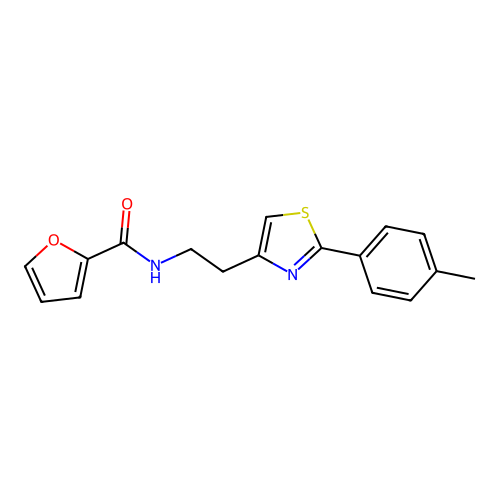 N-[2-[2-(4-methylphenyl)-1,3-thiazol-4-yl]ethyl]furan-2-carboxamide structure
