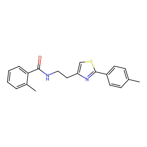 2-methyl-N-{2-[2-(4-methylphenyl)-1,3-thiazol-4-yl]ethyl}benzamide structure