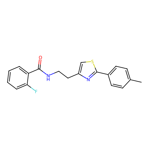 2-fluoro-N-{2-[2-(4-methylphenyl)-1,3-thiazol-4-yl]ethyl}benzamide structure