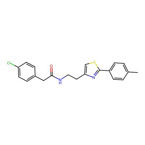 2-(4-chlorophenyl)-N-{2-[2-(4-methylphenyl)-1,3-thiazol-4-yl]ethyl}acetamide structure