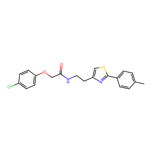 2-(4-chlorophenoxy)-N-{2-[2-(4-methylphenyl)-1,3-thiazol-4-yl]ethyl}acetamide structure