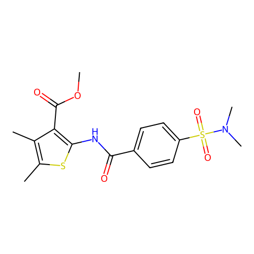 Methyl 2-[4-(dimethylsulfamoyl)benzamido]-4,5-dimethylthiophene-3-carboxylate structure