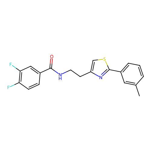 3,4-difluoro-N-{2-[2-(3-methylphenyl)-1,3-thiazol-4-yl]ethyl}benzamide structure