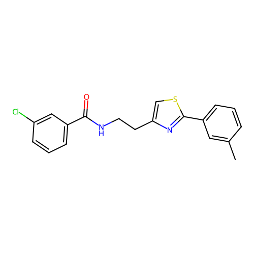 3-chloro-N-{2-[2-(3-methylphenyl)-1,3-thiazol-4-yl]ethyl}benzamide structure