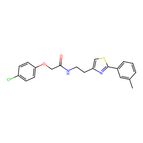 2-(4-chlorophenoxy)-N-{2-[2-(3-methylphenyl)-1,3-thiazol-4-yl]ethyl}acetamide structure
