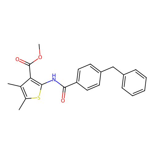 Methyl 2-(4-benzylbenzamido)-4,5-dimethylthiophene-3-carboxylate structure