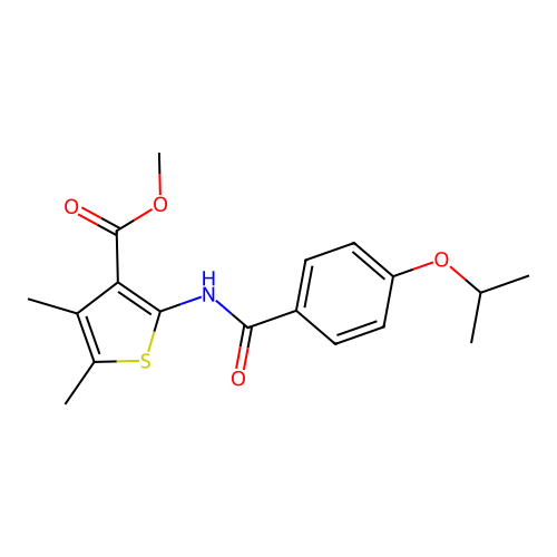 Methyl 2-(4-isopropoxybenzamido)-4,5-dimethylthiophene-3-carboxylate structure