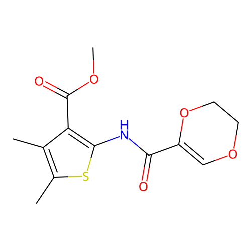 methyl 2-(2,3-dihydro-1,4-dioxine-5-carbonylamino)-4,5-dimethylthiophene-3-carboxylate structure