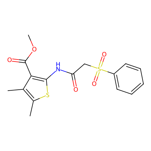 Methyl 4,5-dimethyl-2-(2-(phenylsulfonyl)acetamido)thiophene-3-carboxylate structure
