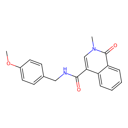 N-(4-methoxybenzyl)-2-methyl-1-oxo-1,2-dihydroisoquinoline-4-carboxamide structure