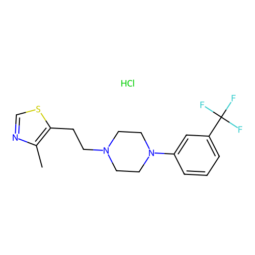 Piperazine, 1-(2-(4-methyl-5-thiazolyl)ethyl)-4-(3-(trifluoromethyl)phenyl)-, monohydrochloride structure