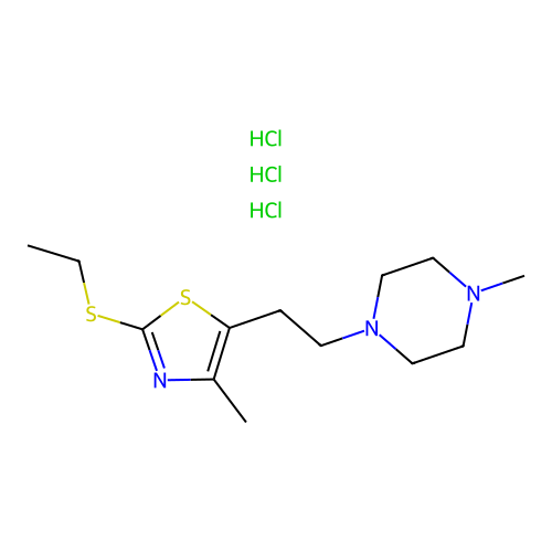 Piperazine, 1-(2-(2-(ethylthio)-4-methyl-5-thiazolyl)ethyl)-4-methyl-, trihydrochloride structure