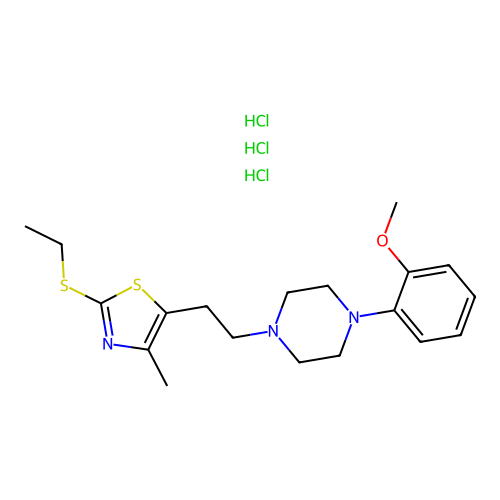 Piperazine, 1-(2-(2-(ethylthio)-4-methyl-5-thiazolyl)ethyl)-4-(2-methoxyphenyl)-, trihydrochloride structure