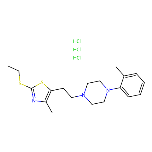 Piperazine, 1-(2-(2-(ethylthio)-4-methyl-5-thiazolyl)ethyl)-4-(2-methylphenyl)-, trihydrochloride structure