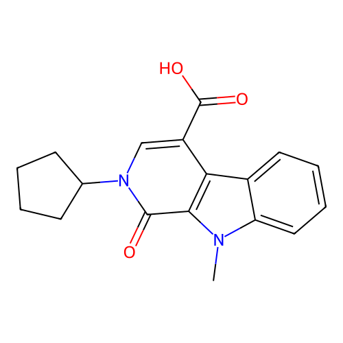 2-cyclopentyl-9-methyl-1-oxo-2,9-dihydro-1H-beta-carboline-4-carboxylic acid structure