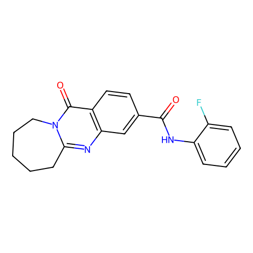 N-(2-fluorophenyl)-12-oxo-6,7,8,9,10,12-hexahydroazepino[2,1-b]quinazoline-3-carboxamide structure