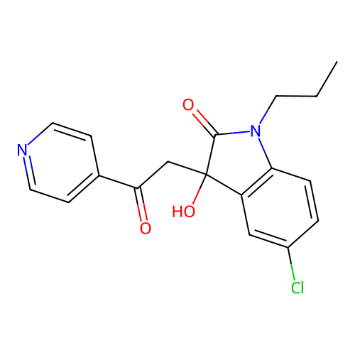 5-Chloro-3-hydroxy-3-(2-oxo-2-pyridin-4-ylethyl)-1-propylindol-2-one structure