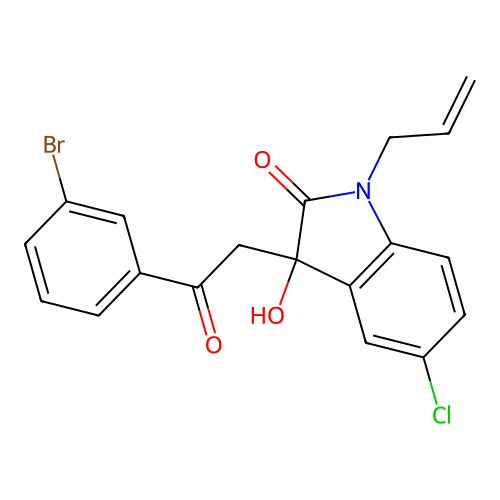 1-allyl-3-(2-(3-bromophenyl)-2-oxoethyl)-5-chloro-3-hydroxyindolin-2-one structure