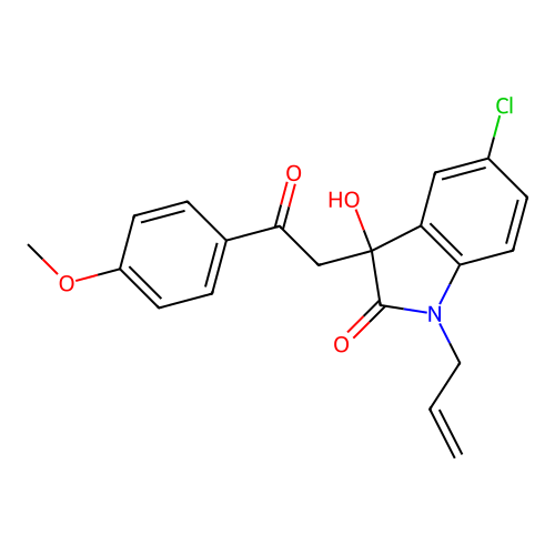 1-allyl-5-chloro-3-hydroxy-3-(2-(4-methoxyphenyl)-2-oxoethyl)indolin-2-one structure