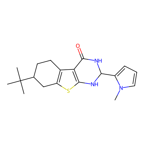 7-(tert-butyl)-2-(1-methyl-1H-pyrrol-2-yl)-2,3,5,6,7,8-hexahydrobenzo[4,5]thieno[2,3-d]pyrimidin-4(1H)-one structure