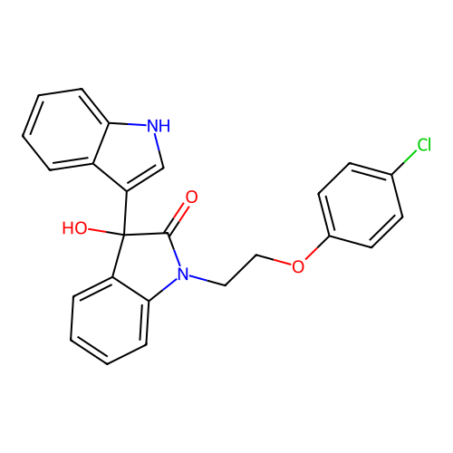 1'-[2-(4-chlorophenoxy)ethyl]-3'-hydroxy-1',3'-dihydro-1H,2'H-3,3'-biindol-2'-one structure