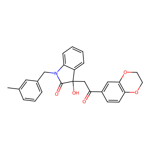 3-(2-(2,3-dihydrobenzo[b][1,4]dioxin-6-yl)-2-oxoethyl)-3-hydroxy-1-(3-methylbenzyl)indolin-2-one structure