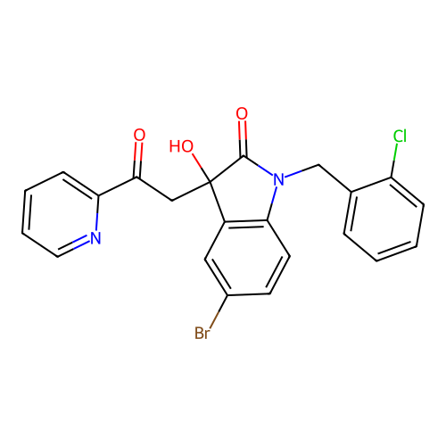 5-bromo-1-(2-chlorobenzyl)-3-hydroxy-3-(2-oxo-2-(pyridin-2-yl)ethyl)indolin-2-one structure