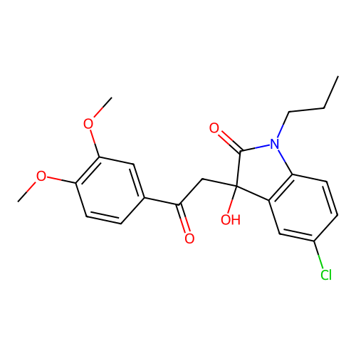 5-chloro-3-(2-(3,4-dimethoxyphenyl)-2-oxoethyl)-3-hydroxy-1-propylindolin-2-one structure