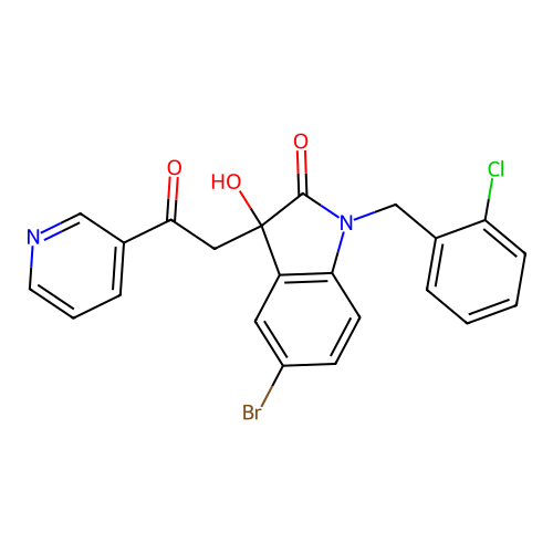 5-bromo-1-(2-chlorobenzyl)-3-hydroxy-3-(2-oxo-2-(pyridin-3-yl)ethyl)indolin-2-one structure