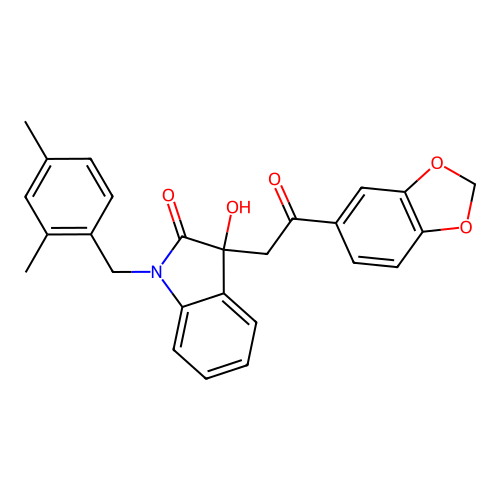 3-[2-(1,3-benzodioxol-5-yl)-2-oxoethyl]-1-[(2,4-dimethylphenyl)methyl]-3-hydroxyindol-2-one structure