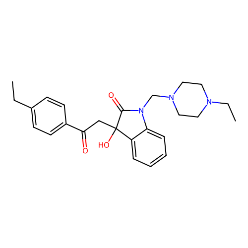3-(2-(4-ethylphenyl)-2-oxoethyl)-1-((4-ethylpiperazin-1-yl)methyl)-3-hydroxyindolin-2-one structure