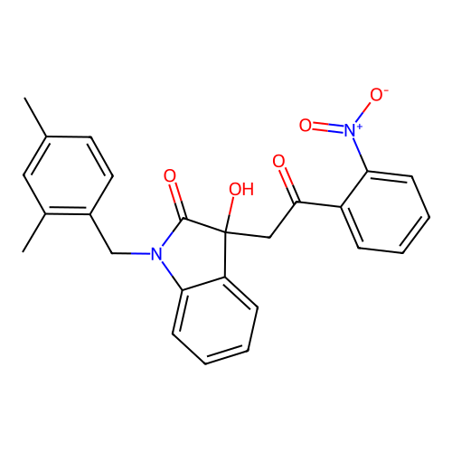 1-(2,4-dimethylbenzyl)-3-hydroxy-3-(2-(2-nitrophenyl)-2-oxoethyl)indolin-2-one structure