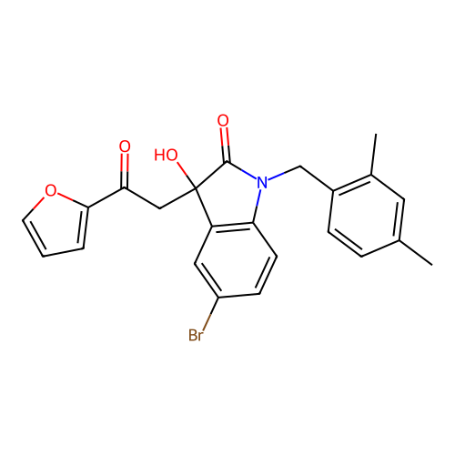 5-bromo-1-(2,4-dimethylbenzyl)-3-[2-(furan-2-yl)-2-oxoethyl]-3-hydroxy-1,3-dihydro-2H-indol-2-one structure