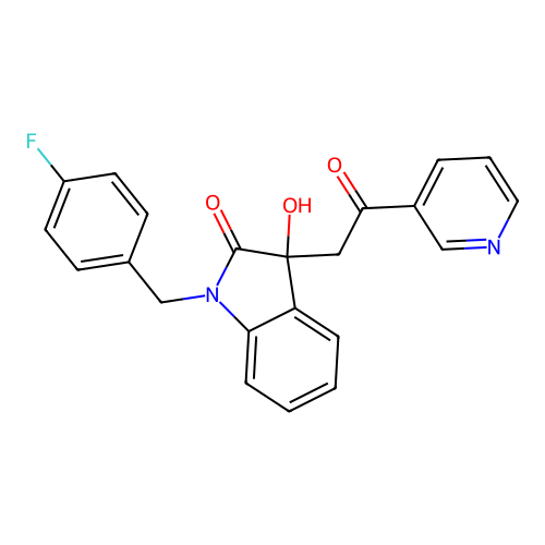 1-[(4-Fluorophenyl)methyl]-3-hydroxy-3-(2-oxo-2-pyridin-3-ylethyl)indol-2-one structure