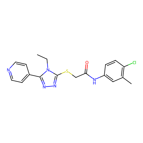 N-(4-chloro-3-methylphenyl)-2-[(4-ethyl-5-pyridin-4-yl-1,2,4-triazol-3-yl)sulfanyl]acetamide structure