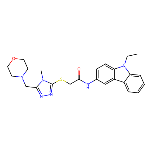N-(9-ethyl-9H-carbazol-3-yl)-2-{[4-methyl-5-(morpholin-4-ylmethyl)-4H-1,2,4-triazol-3-yl]sulfanyl}acetamide structure