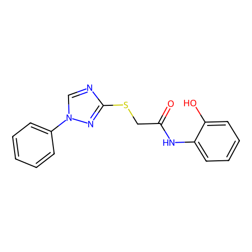 N-(2-hydroxyphenyl)-2-[(1-phenyl-1,2,4-triazol-3-yl)sulfanyl]acetamide structure