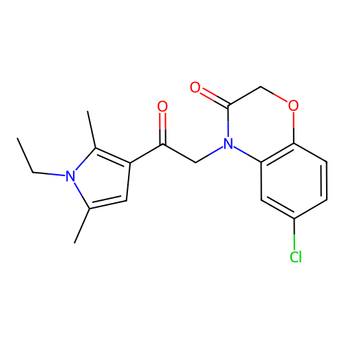 6-Chloro-4-[2-(1-ethyl-2,5-dimethylpyrrol-3-yl)-2-oxoethyl]-1,4-benzoxazin-3-one structure