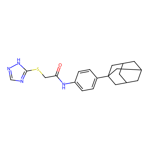 N-[4-(adamantan-1-yl)phenyl]-2-(4H-1,2,4-triazol-3-ylsulfanyl)acetamide structure