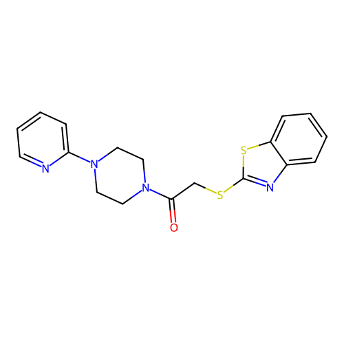 2-(Benzo[d]thiazol-2-ylthio)-1-(4-(pyridin-2-yl)piperazin-1-yl)ethanone structure
