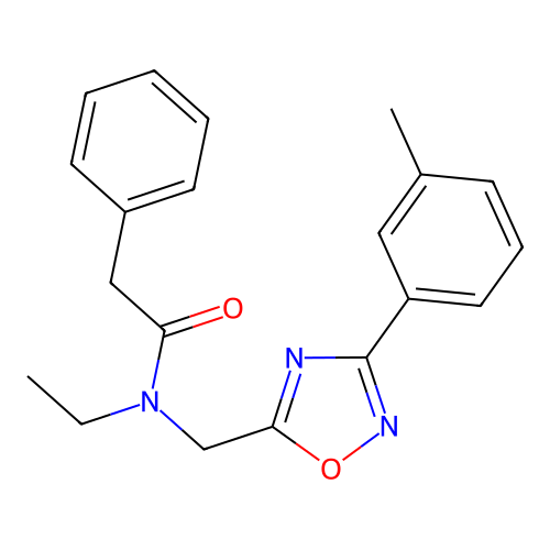 N-ethyl-N-[[3-(3-methylphenyl)-1,2,4-oxadiazol-5-yl]methyl]-2-phenylacetamide structure