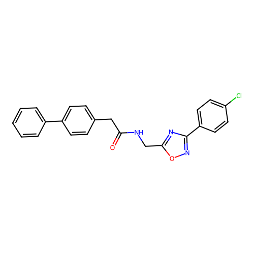 2-(biphenyl-4-yl)-N-{[3-(4-chlorophenyl)-1,2,4-oxadiazol-5-yl]methyl}acetamide structure